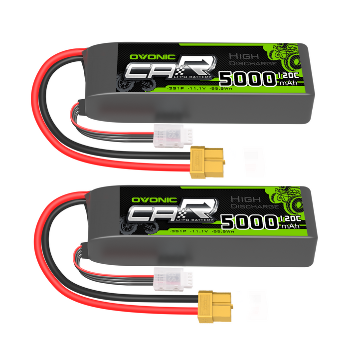 2X Ovonic 11.1V 120C 3S 5000mAh LiPo Batteries XT60-TRX for RC Car Heli Jet boat