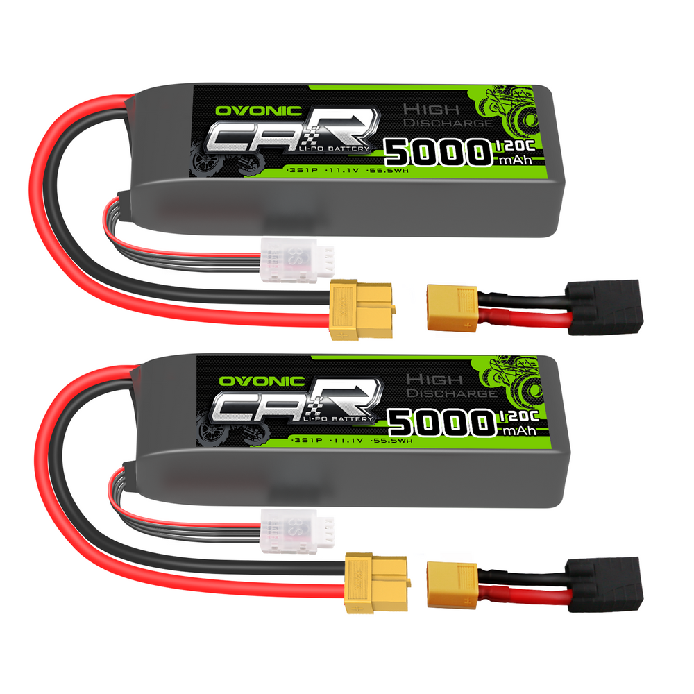 2X Ovonic 11.1V 120C 3S 5000mAh LiPo Batteries XT60-TRX for RC Car Heli Jet boat