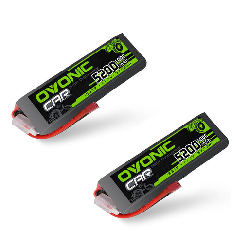 2x Ovonic 100C 3S1P 5200mAh 11.1V LiPo Battery for RC Car - Deans Plug