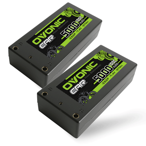 Ovonic 100C 7.4V 5000mAh 2S2P Hardcase Shorty LiPo Battery with 4mm Bullet for 1/10 RC Buggy Truck