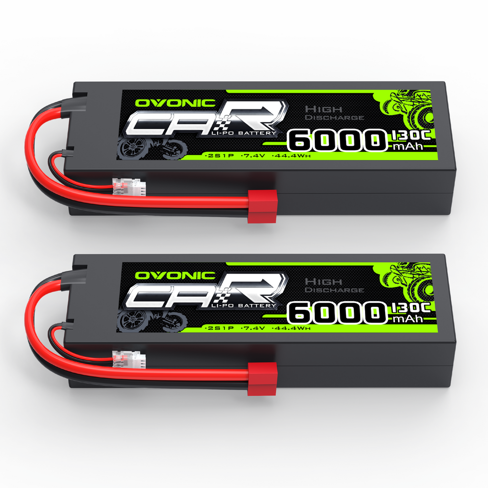 [2pcs] OVONIC 7.4V 130C 2S 6000mAh Lipo Battery with Deans plug For RC car buggy boat