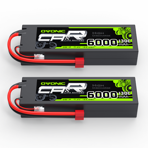 [2pcs] OVONIC 7.4V 130C 2S 6000mAh Lipo Battery with Deans plug For RC car buggy boat