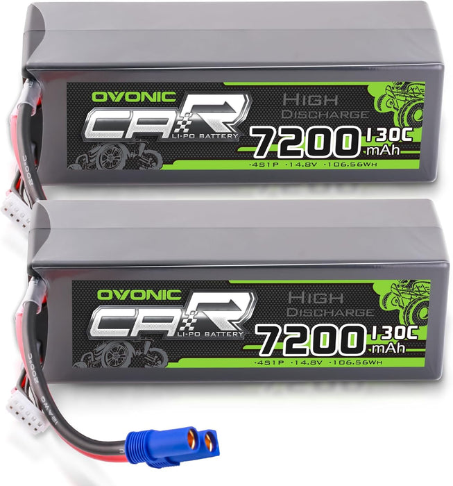 2x Ovonic 14.8V 130C 4S 7200mAh Lipo Battery EC5 for RC Car plane Jet Heli Boat