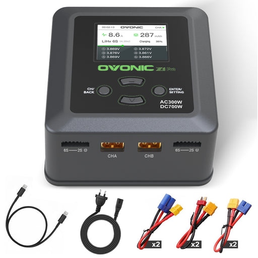 Ovonic X1 Pro Dual Channel LiPo Charger AC300W/DC700W 16A Lipo Battery Balance Charger for LiPo/LiHV/NiMH