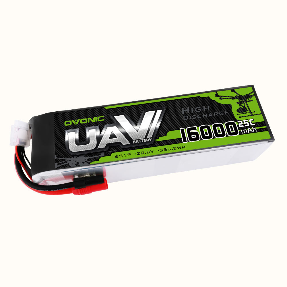 OVONIC 6S 22.2V 16000mAh 25C LiPo Battery Pack with AS150 Plug for UAV Drone