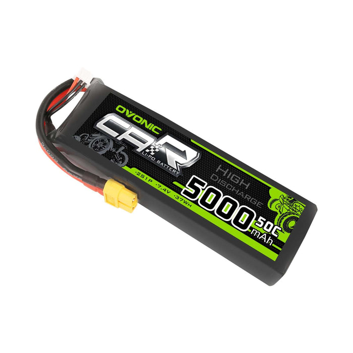 OVONIC 7.4V 5000mAh 2S 50C LiPo Battery with XT60 & Trx Plug for RC Car Trucks - Ovonicshop