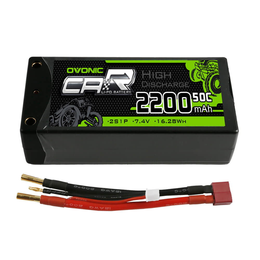 Ovonic 2S 2200mAh 7.4V 50C Hardcase Short LiPo Battery with 4mm Bullet for RC Car - Ovonicshop