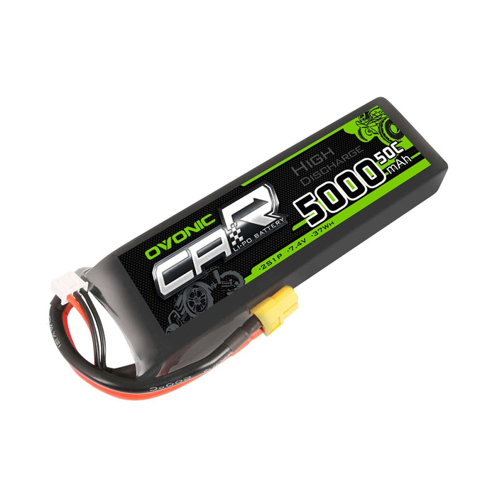 OVONIC 7.4V 5000mAh 2S 50C LiPo Battery with XT60 & Trx Plug for RC Car Trucks - Ovonicshop