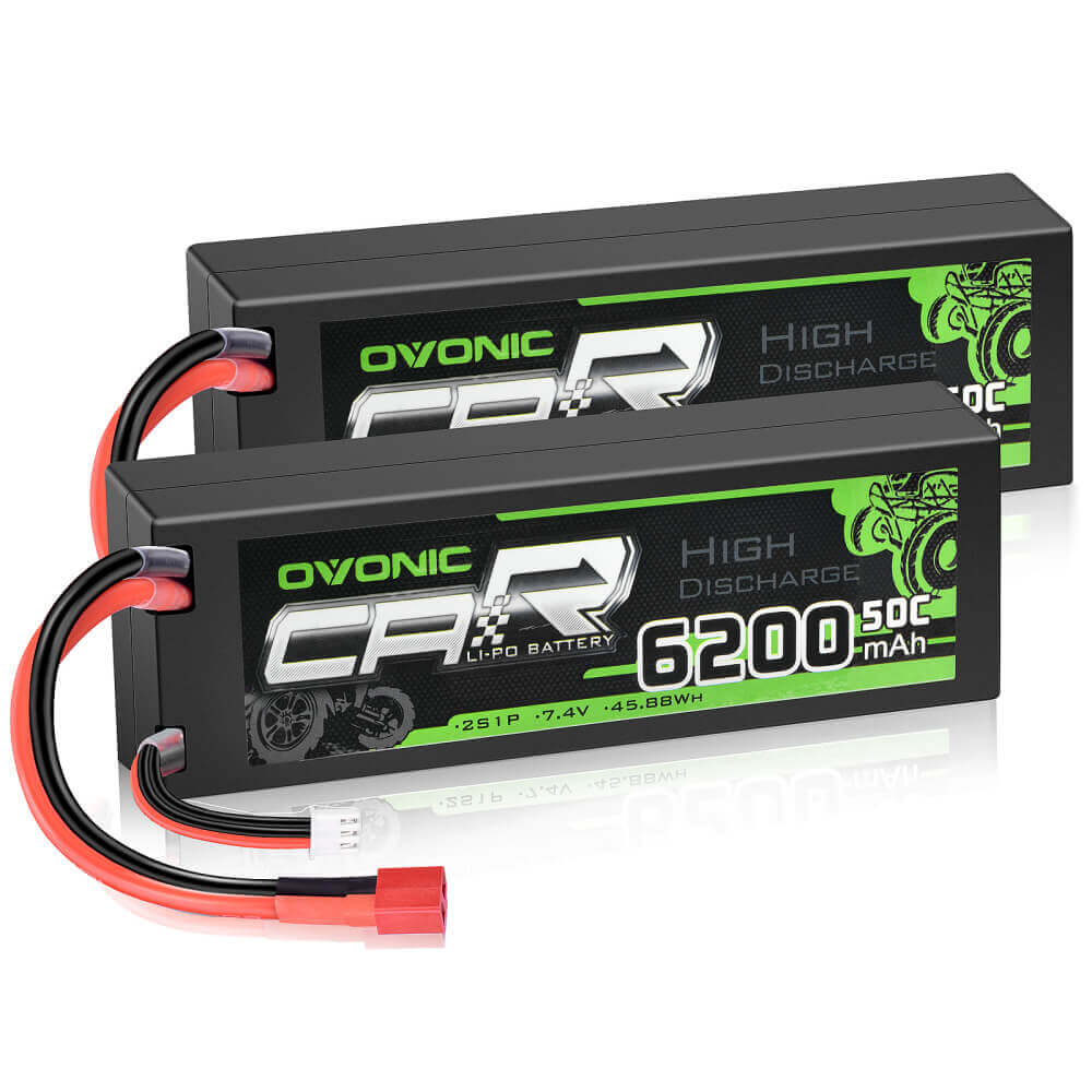 [2pcs] Ovonic 6200mAh 2S 50C 7.4V LiPo Battery Pack for 1:8 1:10 RC Car - Deans Plug - Ovonicshop