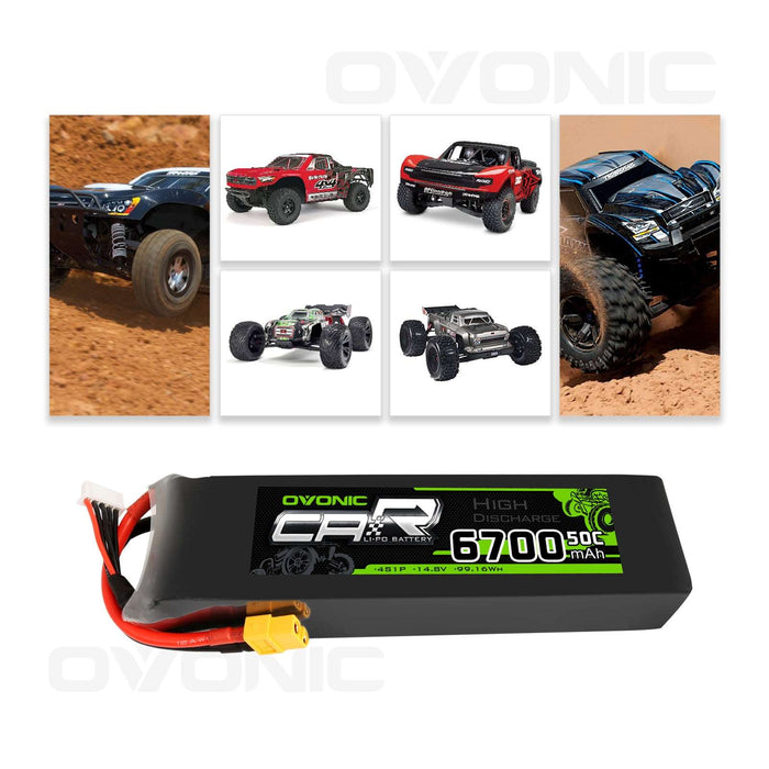 OVONIC 14.8V 50C 4S 6700mAh LiPo Battery with XT60 & Trx Plug for X-MAXX - Ovonicshop