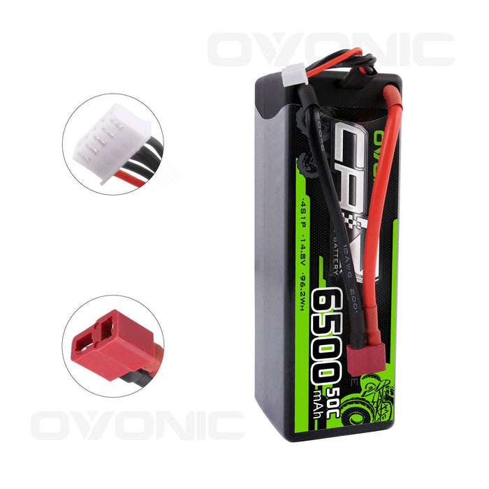 Ovonic 6500mAh 4S 14.8V 50C Hardcase LiPo Battery Pack with T Plug for 1/8 RC Buggy - Ovonicshop