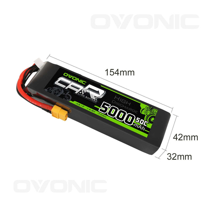 OVONIC 14.8V 5000mAh 4S 50C Lipo Battery with XT60 & Trx Plug for X-Maxx - Ovonicshop