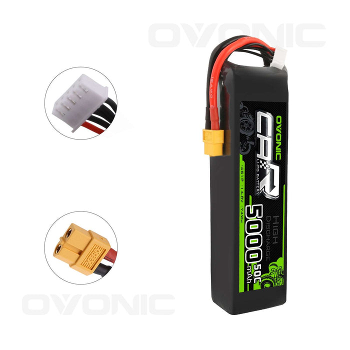 OVONIC 14.8V 5000mAh 4S 50C Lipo Battery with XT60 & Trx Plug for X-Maxx - Ovonicshop