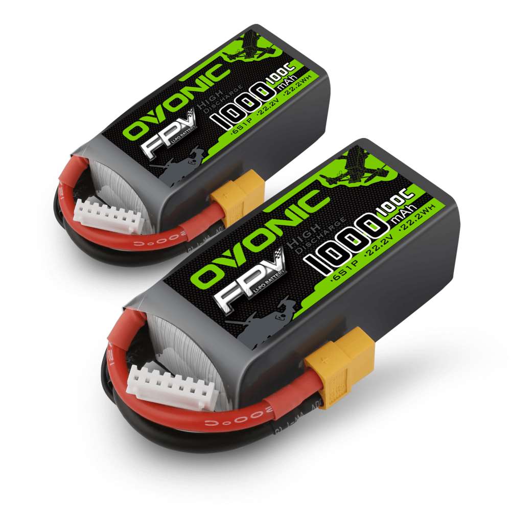 OVONIC 22.2V 100C 6S 1000mAh LiPo Battery for FPV Freestyle -  XT60 Plug