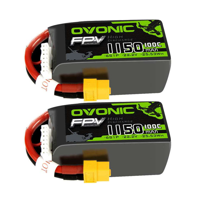 Ovonic 100C 6S 1150mAh 22.2V LiPo Battery for FPV - XT60 Plug