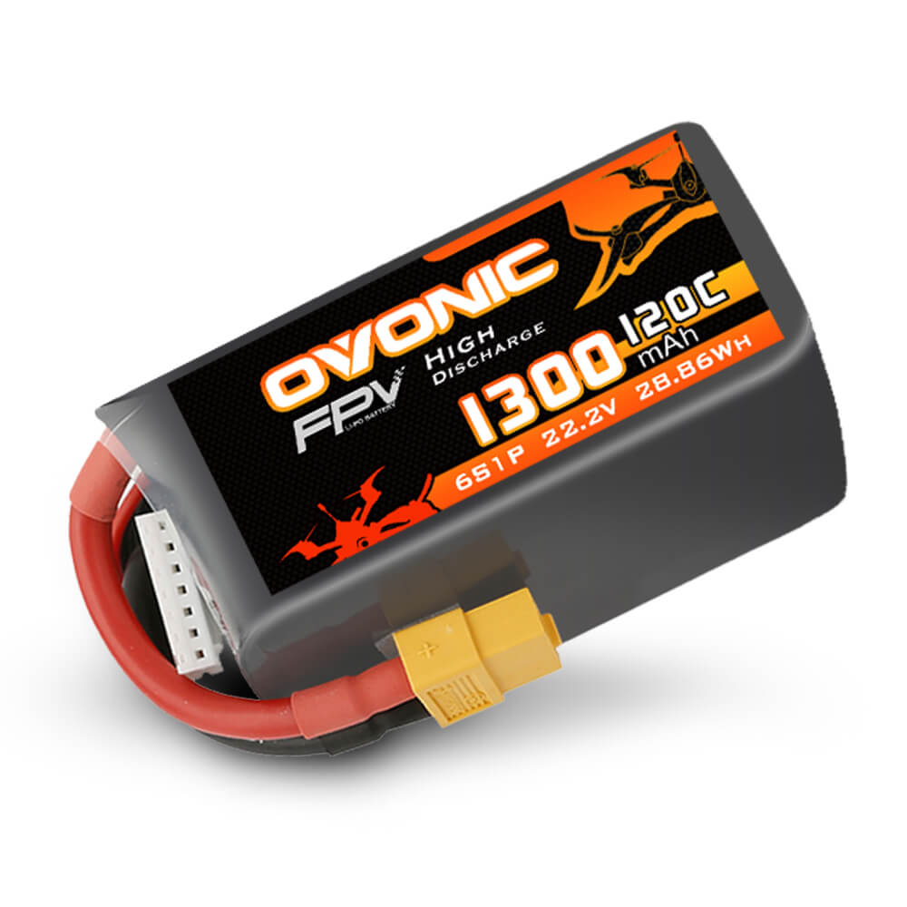 Ovonic 120C 6S 1300mAh 22.2V LiPo Battery Pack for FPV Racing - XT60 Plug - Ovonicshop