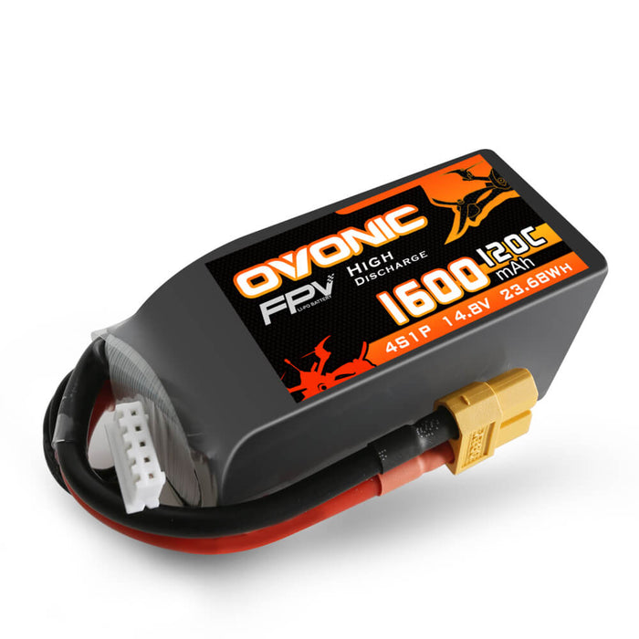 Ovonic 120C 14.8V 1600mAh 4S LiPo Battery Pack  for FPV Racing - XT60 Plug - Ovonicshop