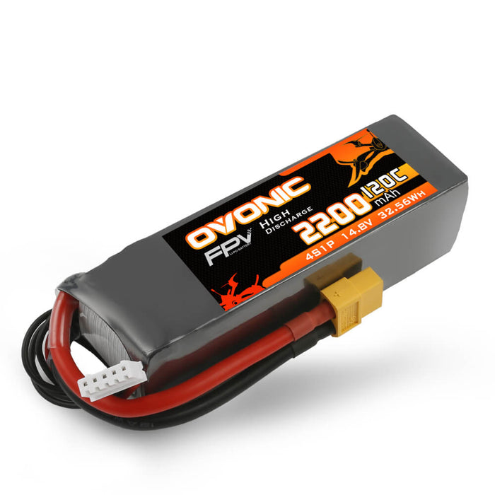 Ovonic 120C 4S 2200mAh 14.8V LiPo Battery Pack for FPV RC Aircraft - XT60 Plug - Ovonicshop