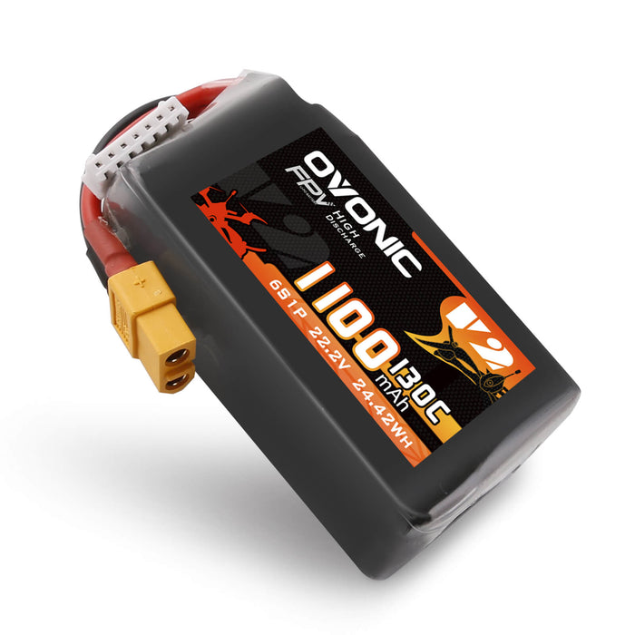 Ovonic 130C 22.2V 6S 1100mAh  LiPo Battery for FPV Racing - XT60 Plug