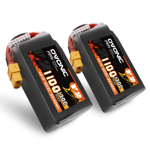 Ovonic 130C 22.2V 6S 1100mAh  LiPo Battery for FPV Racing - XT60 Plug