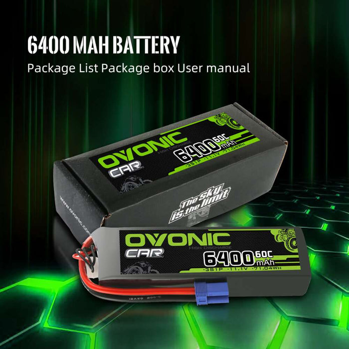 Ovonic 60C 3S 6400mAh 11.1V LiPo Battery Pack for ARRMA 3S - EC5 Plug