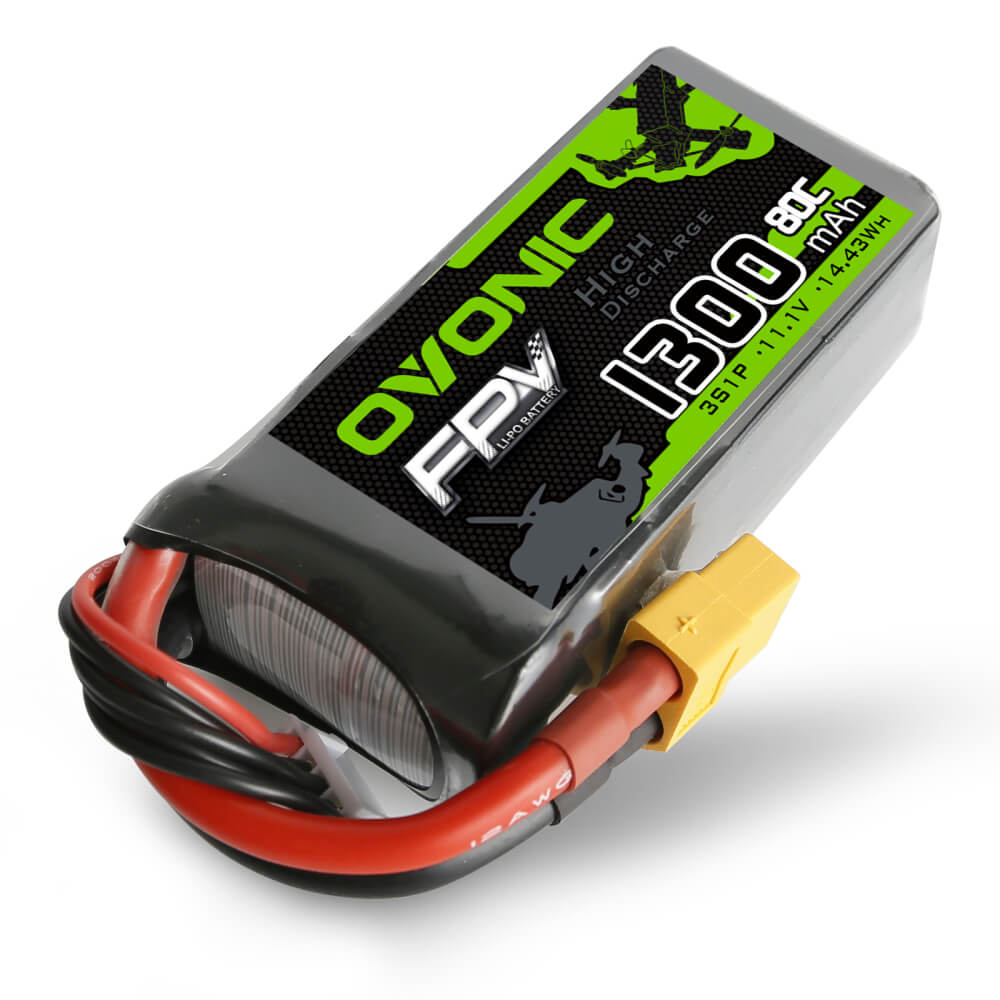 OVONIC 1300mAh 3S 11.1V 80C LiPo Battery with XT60 Plug for FPV - Ovonicshop