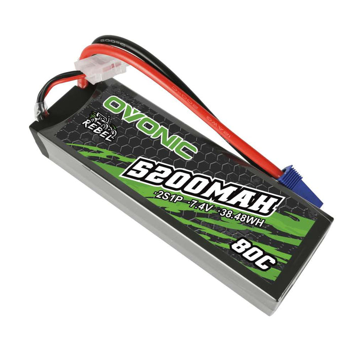 Ovonic Rebel 80C 2S 5200mAh 7.4V LiPo Battery for RC CAR ARRMA GRANITE - EC5 Plug