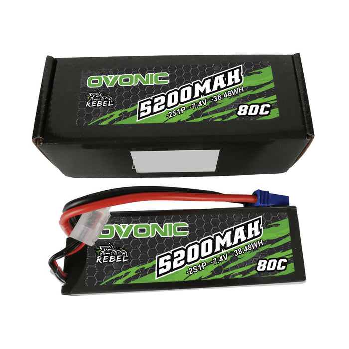 Ovonic Rebel 80C 2S 5200mAh 7.4V LiPo Battery for RC CAR ARRMA GRANITE - EC5 Plug - Ovonicshop