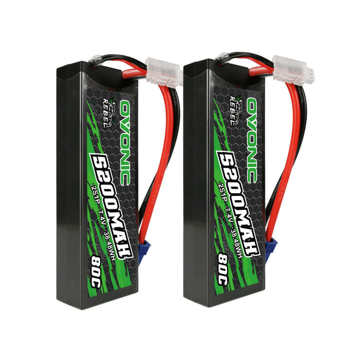 Ovonic Rebel 80C 2S 5200mAh 7.4V LiPo Battery for RC CAR ARRMA GRANITE - EC5 Plug - Ovonicshop