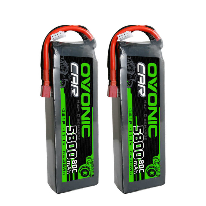 [2pcs] Ovonic 80C 3S 5800mAh 11.1V LiPo Battery for 1/10 Traxxas Losi Car- Deans Plug - Ovonicshop