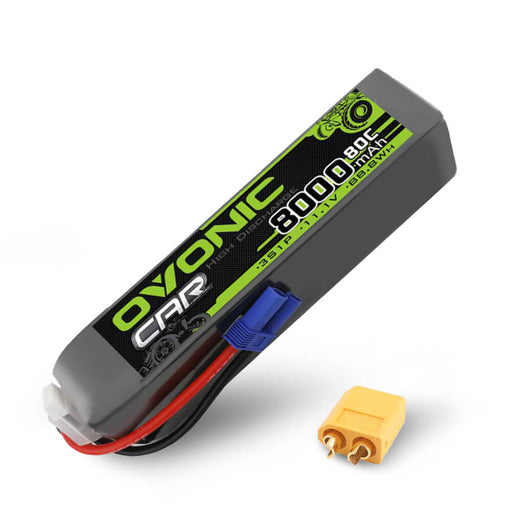 Ovonic 80C 3S 8000mAh 11.1V LiPo Battery for 1/8 1/10 Buggy Truck Car - EC5 & XT60 Plug - Ovonicshop