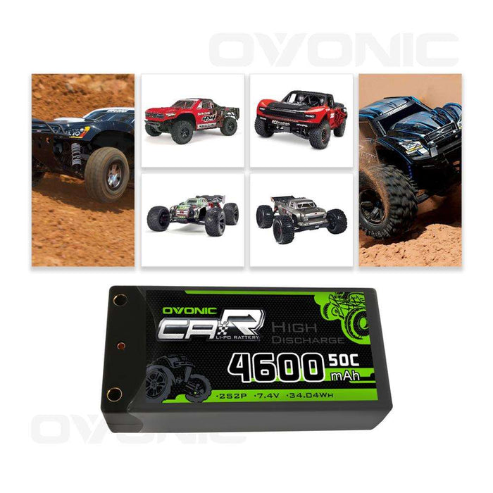 Ovonic 2S 4600mAh 7.4V 50C Hardcase Short LiPo Battery with 4mm Bullet for 1/10 RC Buggy