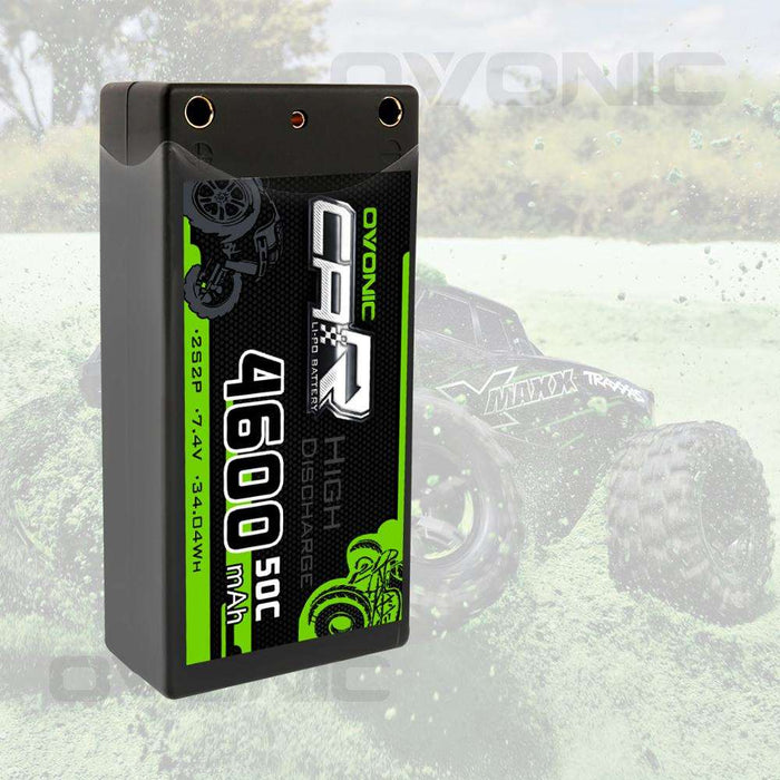 Ovonic 2S 4600mAh 7.4V 50C Hardcase Short LiPo Battery with 4mm Bullet for 1/10 RC Buggy